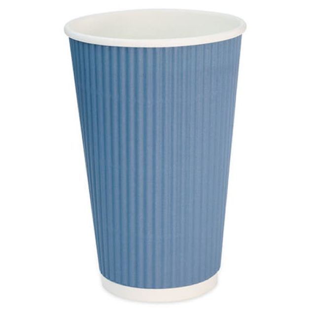 16oz Blue Signature Ripple Disposable Cups | 500 – Bulk Coffee