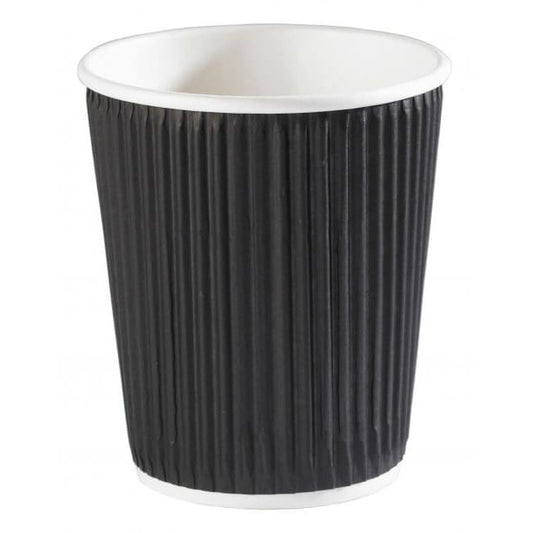 Tazas onduladas negras de 8 oz (500) 